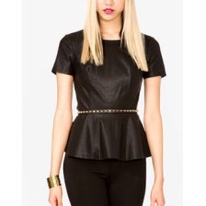 Forever 21 Faux Leather Peplum Top